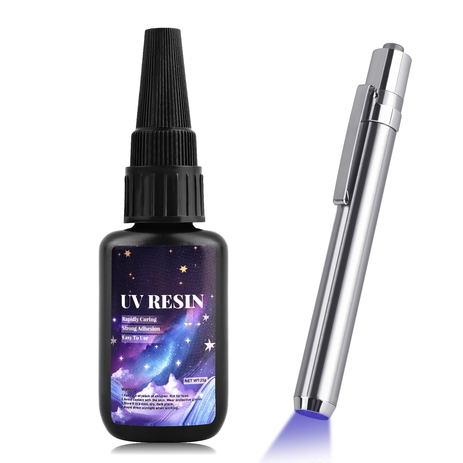 25 g UV-Harz-Kleber zum Binden und Schweißen, UV-Kleber mit leichtem, schnell trocknendem Harzkleber zum Binden von Glas, Metall, Holz, DIY-Handwerk, Dekor