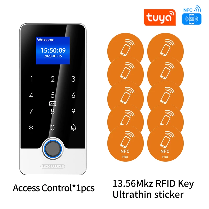 Kit de sistema de Control de acceso RFID con huella dactilar, cerradura de puerta inteligente, abridor de puerta electrónico con Bluetooth, conjunto Digital biométrico para el hogar, aplicación Tuya