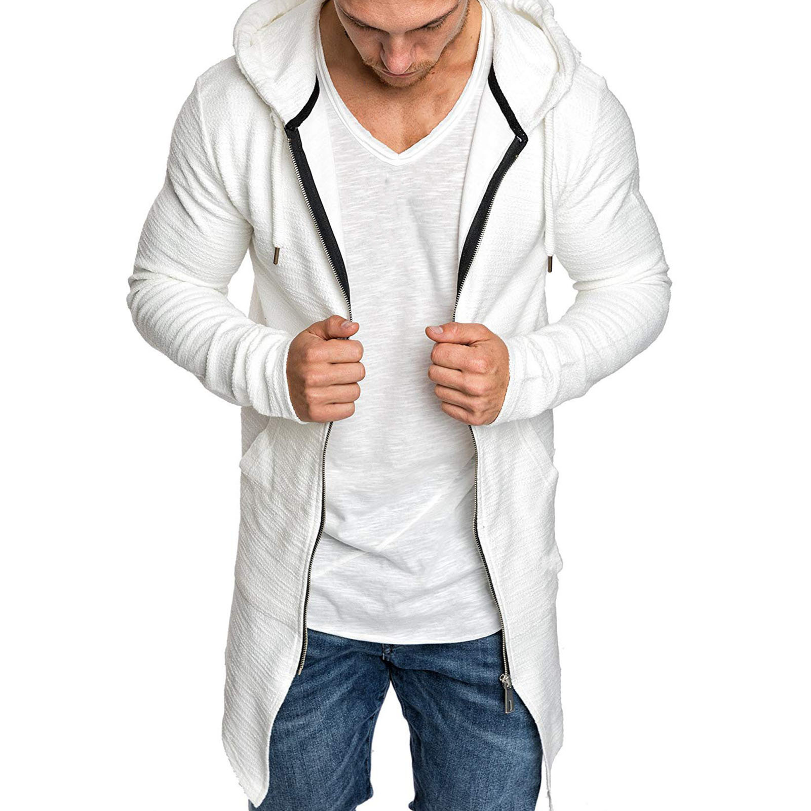 Popular Cardigan Coat Male Solid Color Autumn Winter Slim Pure Color Jacket  Men Coat Windproof