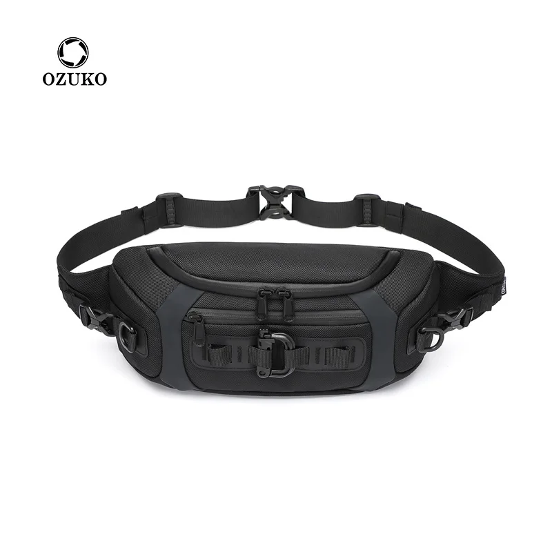 Ozuko sacos de cintura tático fanny pacote esportes saco peito à prova dwaterproof água multifuncional viagem maré tática marca pequeno saco peito