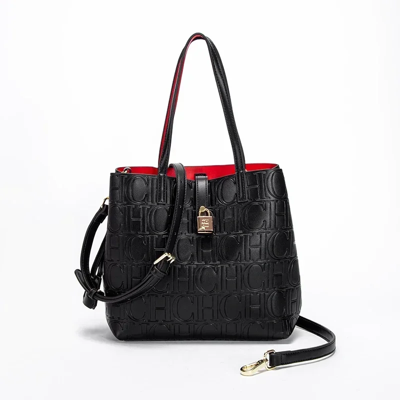 Grande capacidade em relevo bolsa de ombro feminina cor sólida carta padrão design minimalista 2025 moda na moda luxo sacola