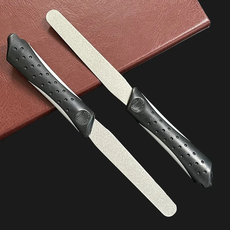 Diamond sharpening stone with one stone and two birds, double-sided flat and curved design, easy to grip handle Knife Sharpener