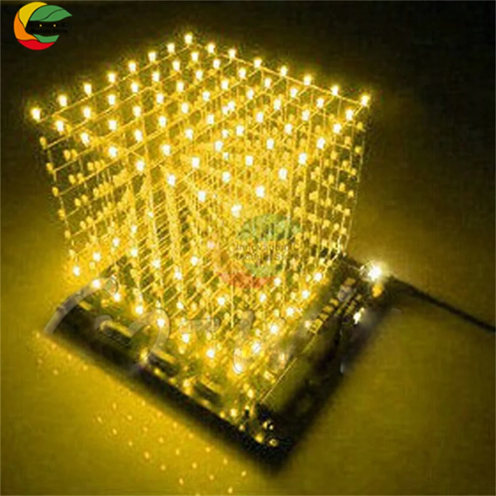 3D 8x8x8 Color Light Cube DIY Kit 8x8x8mm Led Light Cube Parts Computer Music Spectrum Microcontroller Electronics DIY Maker Kit