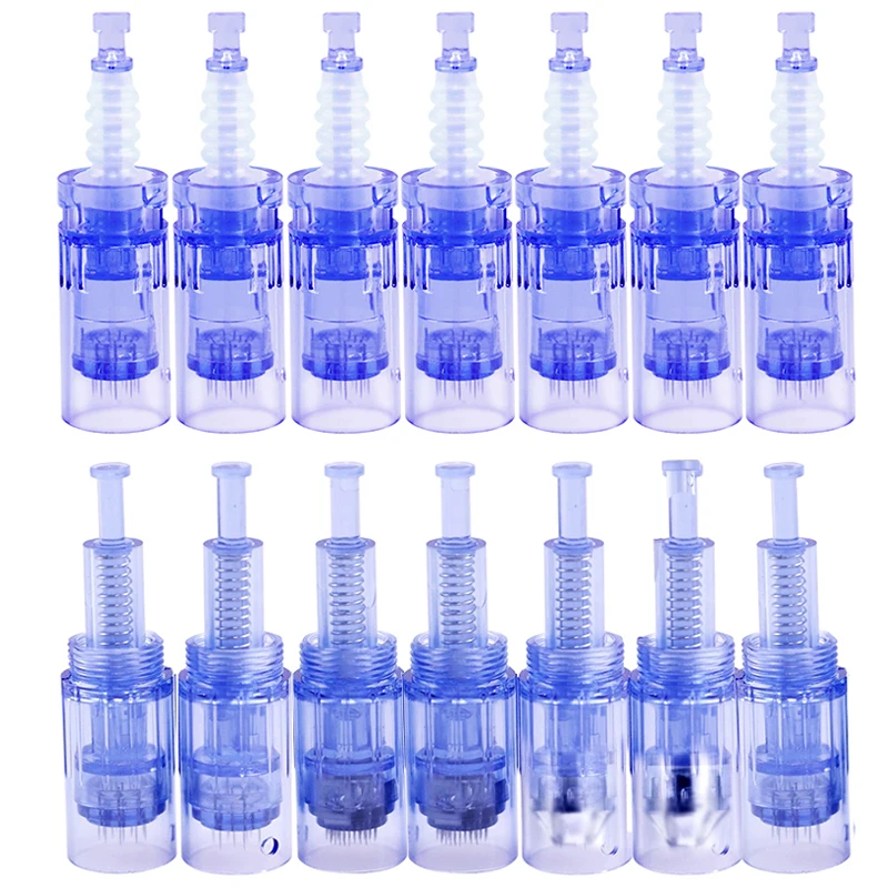 10PCS Microneedle Therapy System 12 36 42 Nano 3D Microneedling Cartridges Safety Pen Needle Blue Medical Stainless Skin Care