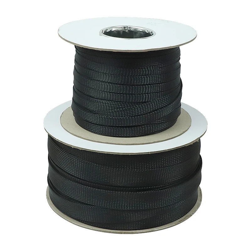 3m/9.85ft PET Expandable Braided Sleeving Flexible Wire Mesh Sleeve Black For TV Audio PC Cords Protect From Pets Chewing
