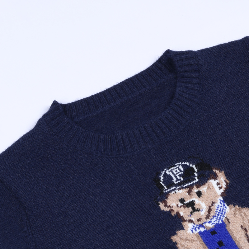 โครเชต์หมีถักเสื้อกันหนาวผู้หญิง Jacquard เสื้อถัก 2024 ฤดูใบไม้ร่วงฤดูหนาว RL Tops Coat Luxury Designer ยี่ห้อ Lauren เสื้อผ้า