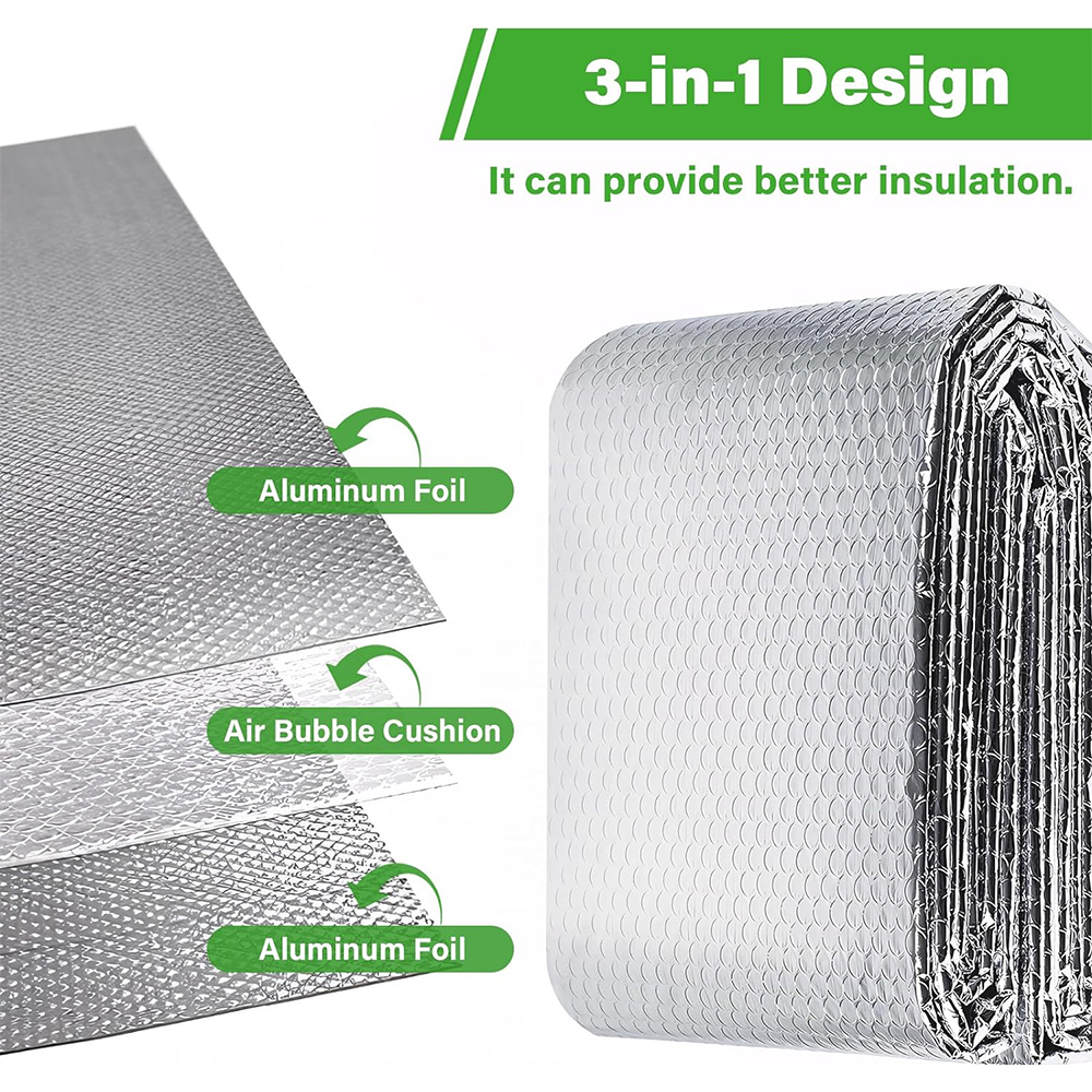 Двусторонняя алюминиевая пленка, светоотражающая изоляция, пенопластовый лист, фольга, пузырьковый рулон для сохранения тепла, теплозащитный экран, излучающий барьер 1MX3M