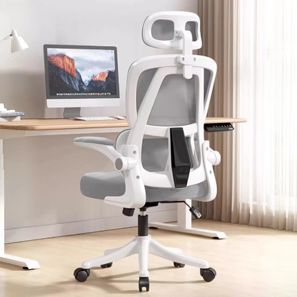 Ergonomic Office Chair Comfort Home Desk Chair Adjustable High Back Mesh Chair Lumbar Support Computer Chair with Flip-Up Arms
