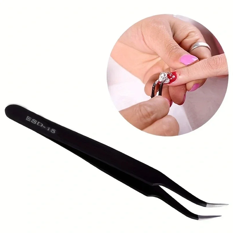 Stainless Steel Curved Straight Eyebrow False Eyelash Tweezers Nail Art Extension Makeup Tool Eeyelashes Tweezers