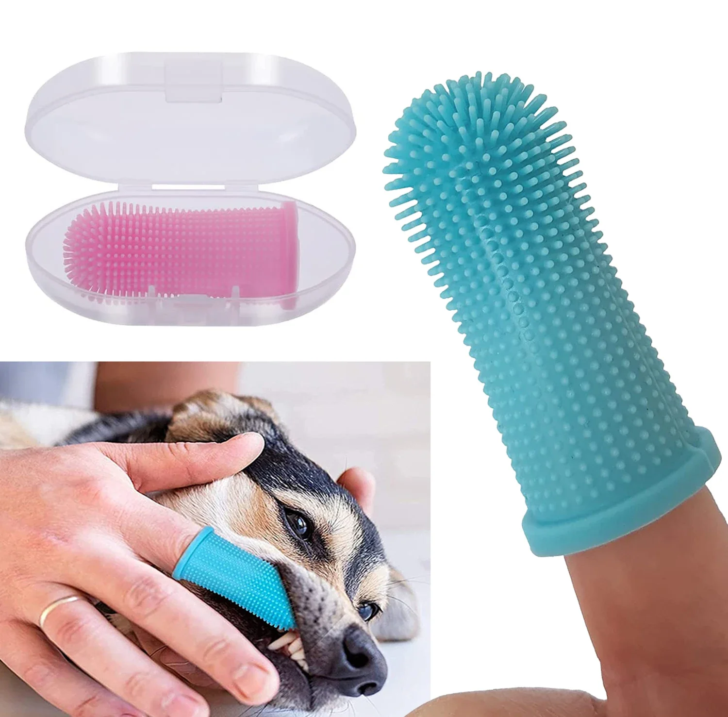 Cepillo de dientes súper suave para perros y mascotas, limpieza de dientes, cuidado del mal aliento, herramienta de cepillo de dientes de silicona no tóxica, suministros de limpieza para perros y gatos
