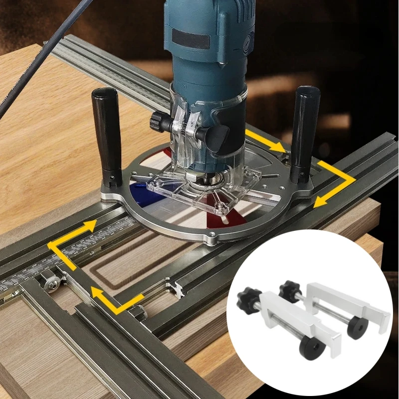 Routing Jig Frame System Trimming Machine Milling Groove Engraving Guide Rail Adjustable Auxiliary Guide Rail BracketWoodworking
