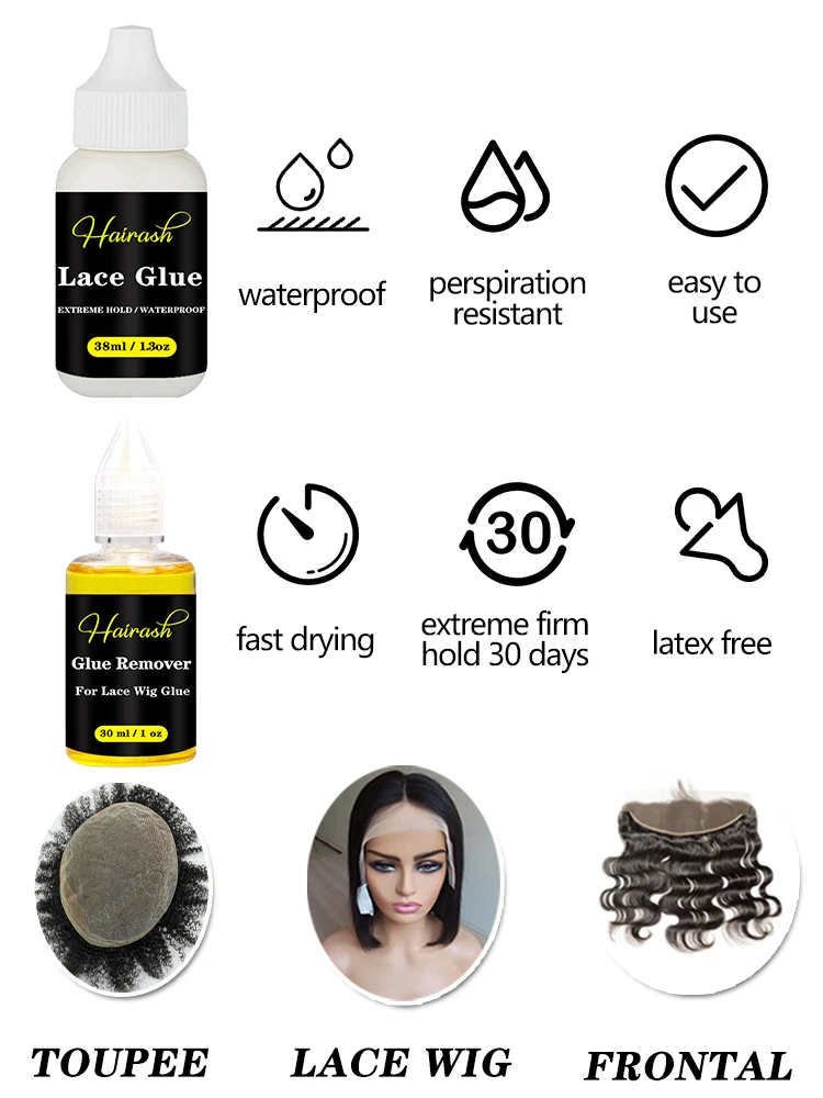 Pegamento para peluca de encaje frontal, resistente al agua, 15g, barra de cera para peluca, 60ml, tinte de encaje en aerosol, removedor de extensiones adhesivas, juego de Kit de instalación de peluca