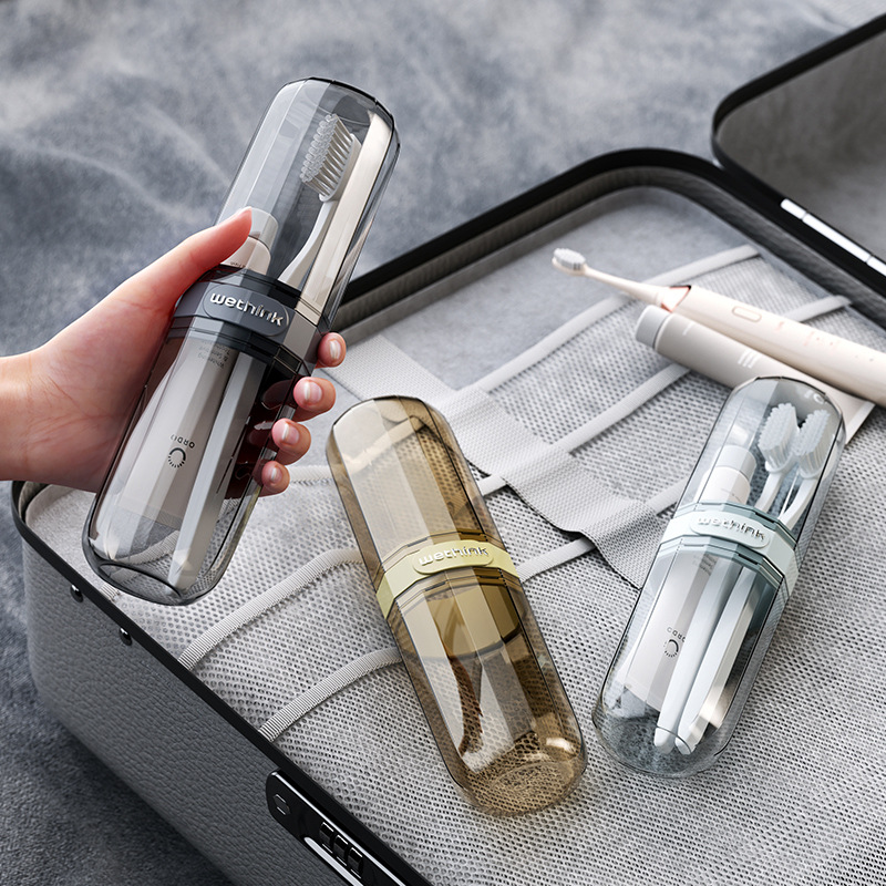 Contenedores de viaje para cepillos de dientes, estuche portátil transparente para cepillos de dientes, accesorios para viajes al aire libre/viajes de negocios/viajes