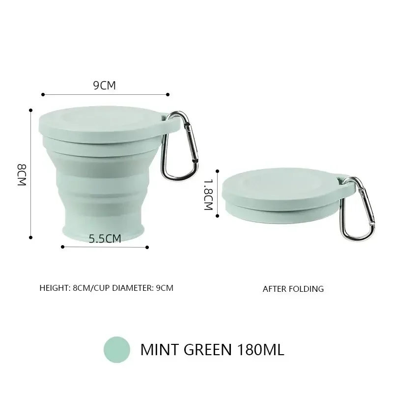 Tazza pieghevole in silicone per esterni con foro per appendere Tazza per acqua creativa Tazza per lavaggio portatile da viaggio Tazza in silicone da viaggio alla moda