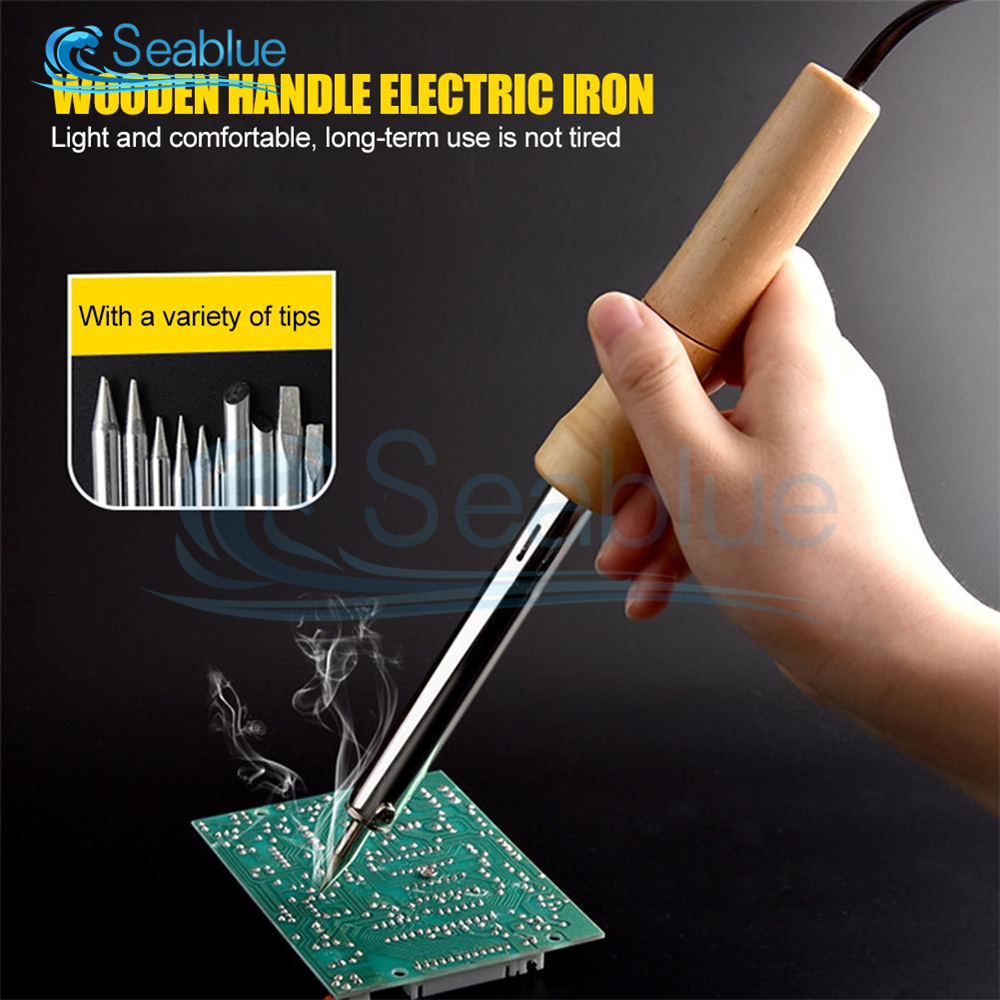 Lötkolben Holzgriff 30W/40W/60W/80W/100W 220V elektrische Bügeleisen Schweißwerkzeug Nicht einstellbare Temperatur Lötpistole Reparatur