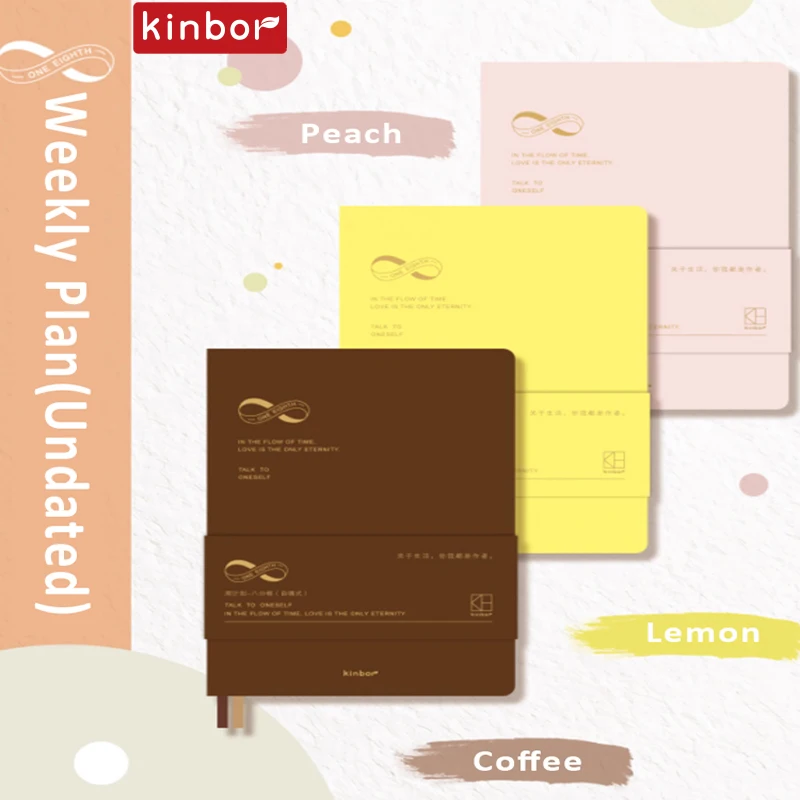 Kinbor Weekly Plan A5-Notizbuch, selbstfüllend, eine Acht, Selbstdisziplin, Check-in-Buch, Zeitmanagement, tägliche PU-Caderno-Tudro-Liste