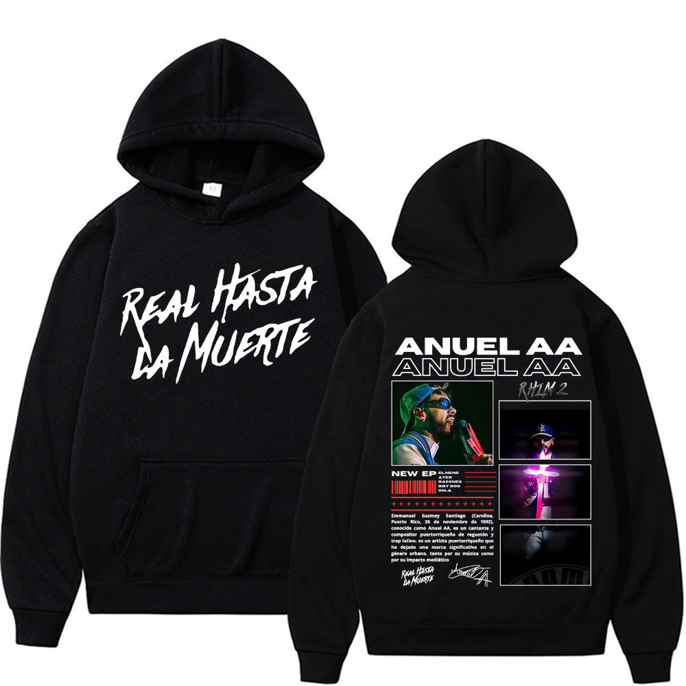 Рэпер Anuel AA Real Hasta La Muerte Толстовки Мужчины Женщины Хип-Хоп Ретро Стиль Толстовка Пуловер Harajuku Мода Оверсайз с Капюшоном