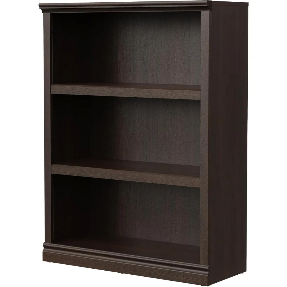 43 in Tall Bookcase, 3-Tier Bookshelf Open Storage, 33 inch Wide Floor Standing Indoor Furniture, Book Cases for Home School