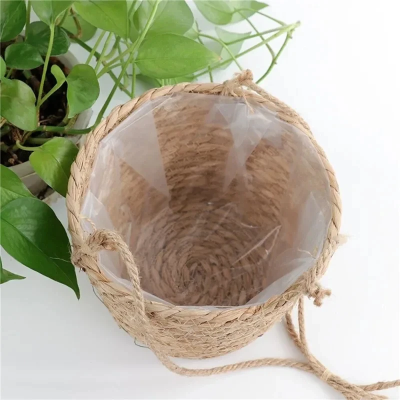Garten Hängen Pflanzer Makramee Pflanzen Lagerung Korb Jute Seil Gewebt Indoor Outdoor Blumentopf Halter Pflanzen Kleiderbügel Wohnkultur
