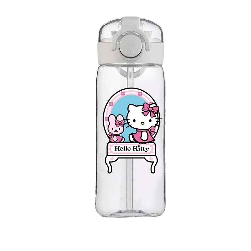 Hello Kitty ถ้วยใสยี่ห้อขวดน้ําคุณภาพสูงกีฬากลางแจ้งรั่วน่ารักพลาสติกขวดน้ําโรงเรียนสําหรับเด็ก 400ML