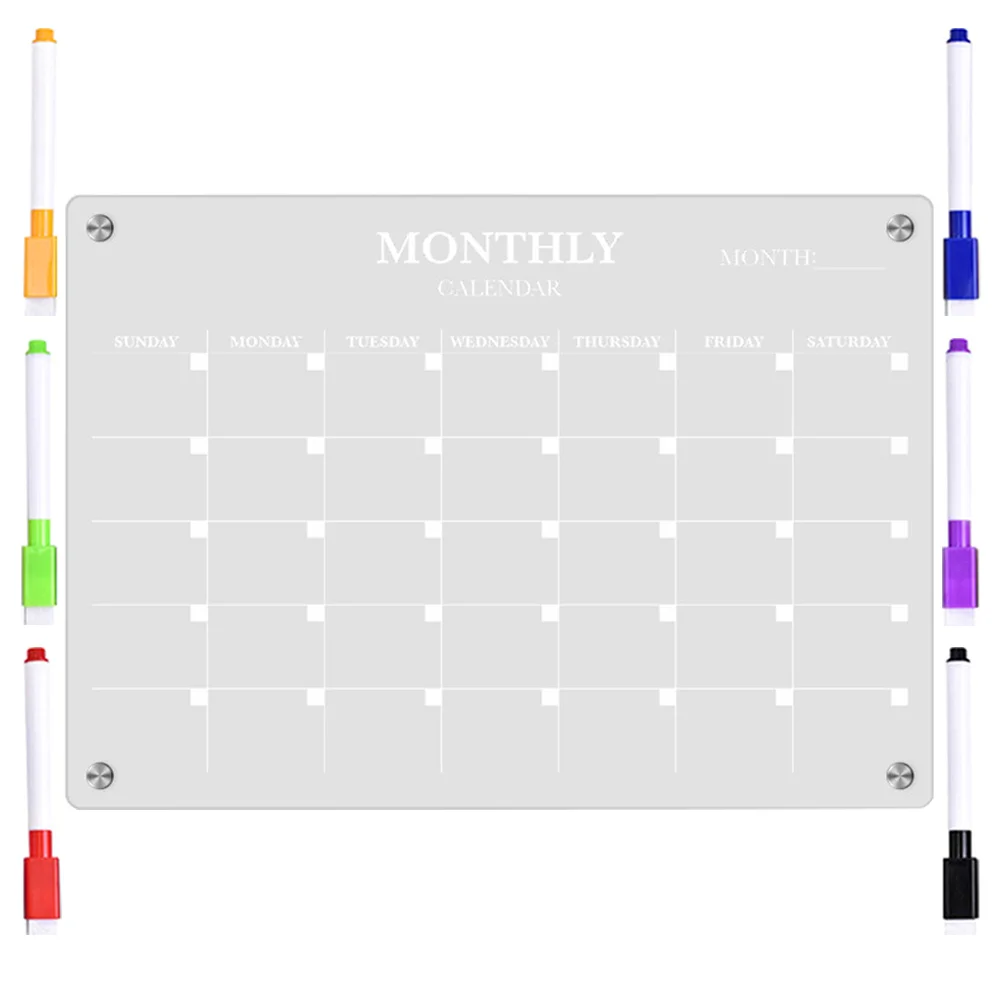 Lavagna magnetica piastra da cucina frigorifero calendario cancellabile a secco pratico lavagna vuota in acrilico programma trasparente con penna