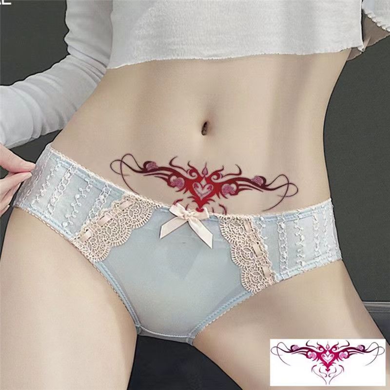 5 ピース/ロットピンク愛トーテム防水一時的なタトゥーステッカーセクシーなウエストと腹カバー傷跡女性アートフェイクタトゥー蝶