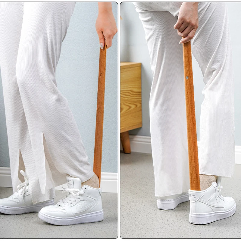 Manico lungo in legno da 55 cm Calzascarpe magnetico cucchiaio lungo per scarpe Indossare scarpe più facile