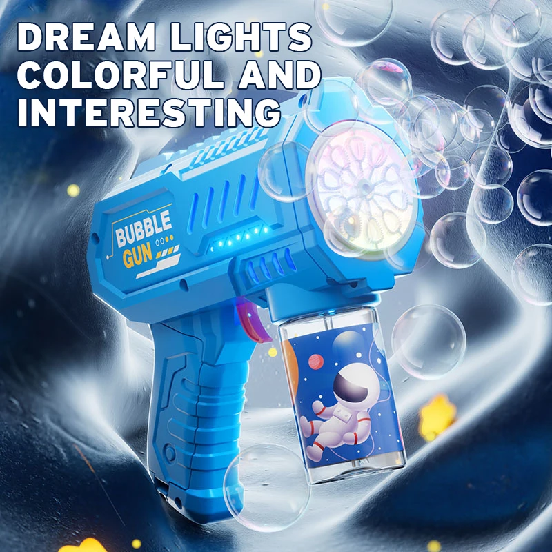 10 หลุมมือถือ Light Bubble Machine อัตโนมัติไฟฟ้า Bubble Gun ของเล่นเด็กไม่มีแบตเตอรี่และ Bubble Water