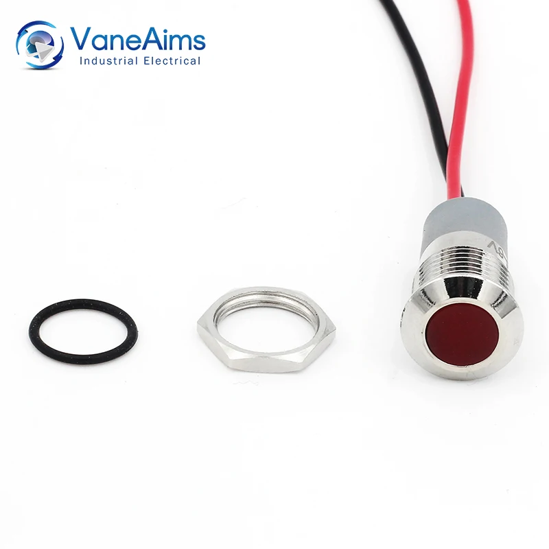 VaneAims-Voyant lumineux LED en métal, lampe de signalisation, étanche IP67, rouge, vert, jaune, blanc, bleu, 3V, 6V, 12V, 24V, 220V, 12mm