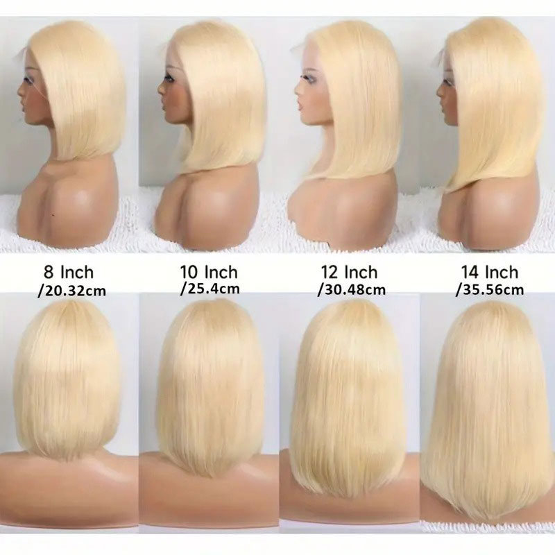 613 ブロンドボブウィッグ人毛 13 × 4 透明レースフロントウィッグ人毛事前摘み取りベビーヘア 8-16 インチショートボブウィッグ