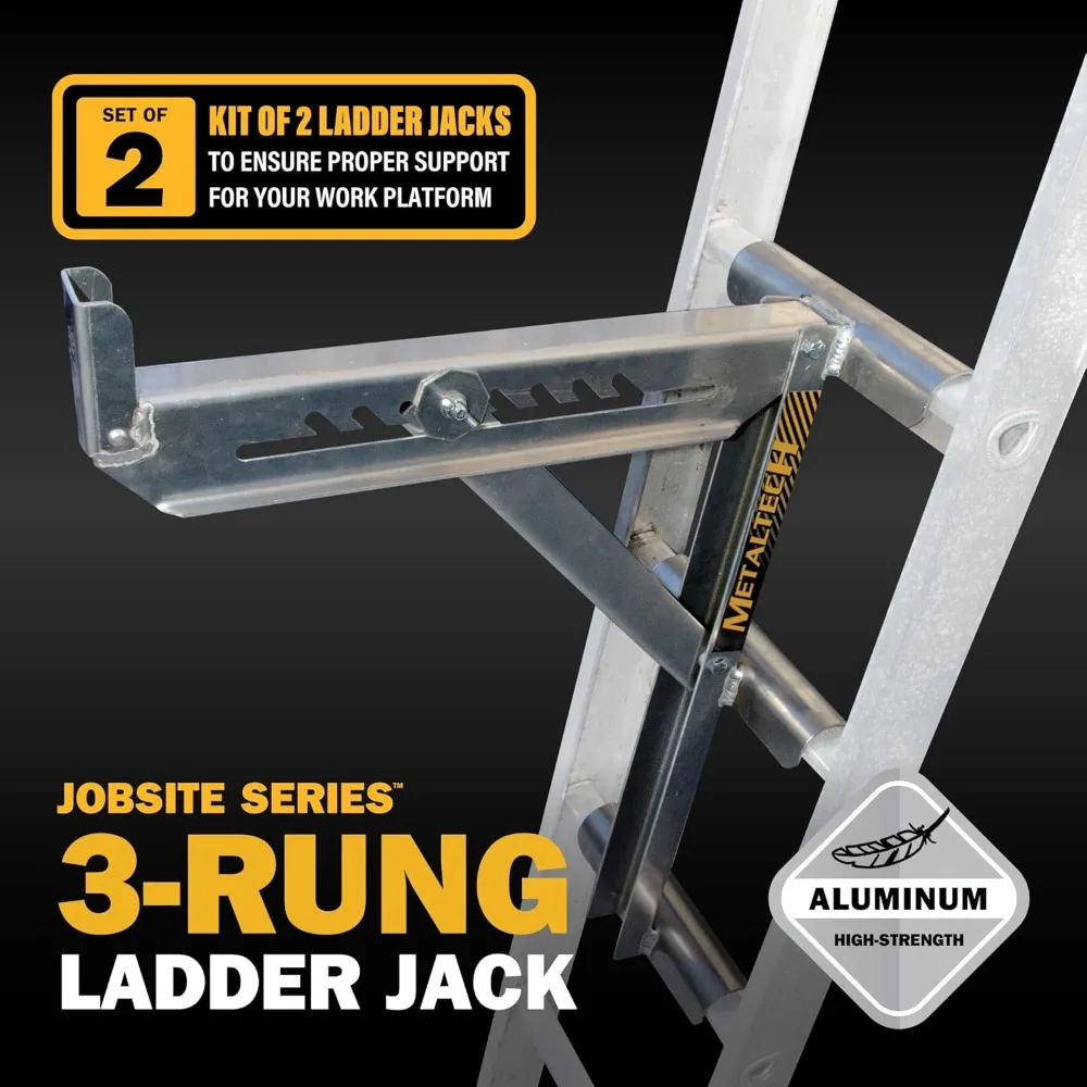 Jobsite Series 3-Rung Ladder Jack 2-Pack E-LJ30P, Aluminum Jack for Scaffolding Extensions and Work Platforms, Scaffold