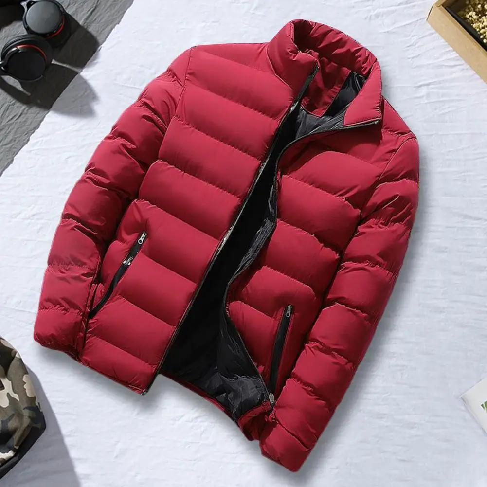 Casacos de inverno masculinos à prova de vento acolchoado casaco de inverno para homens com gola fecho de zíper grosso quente resistente jaqueta masculina