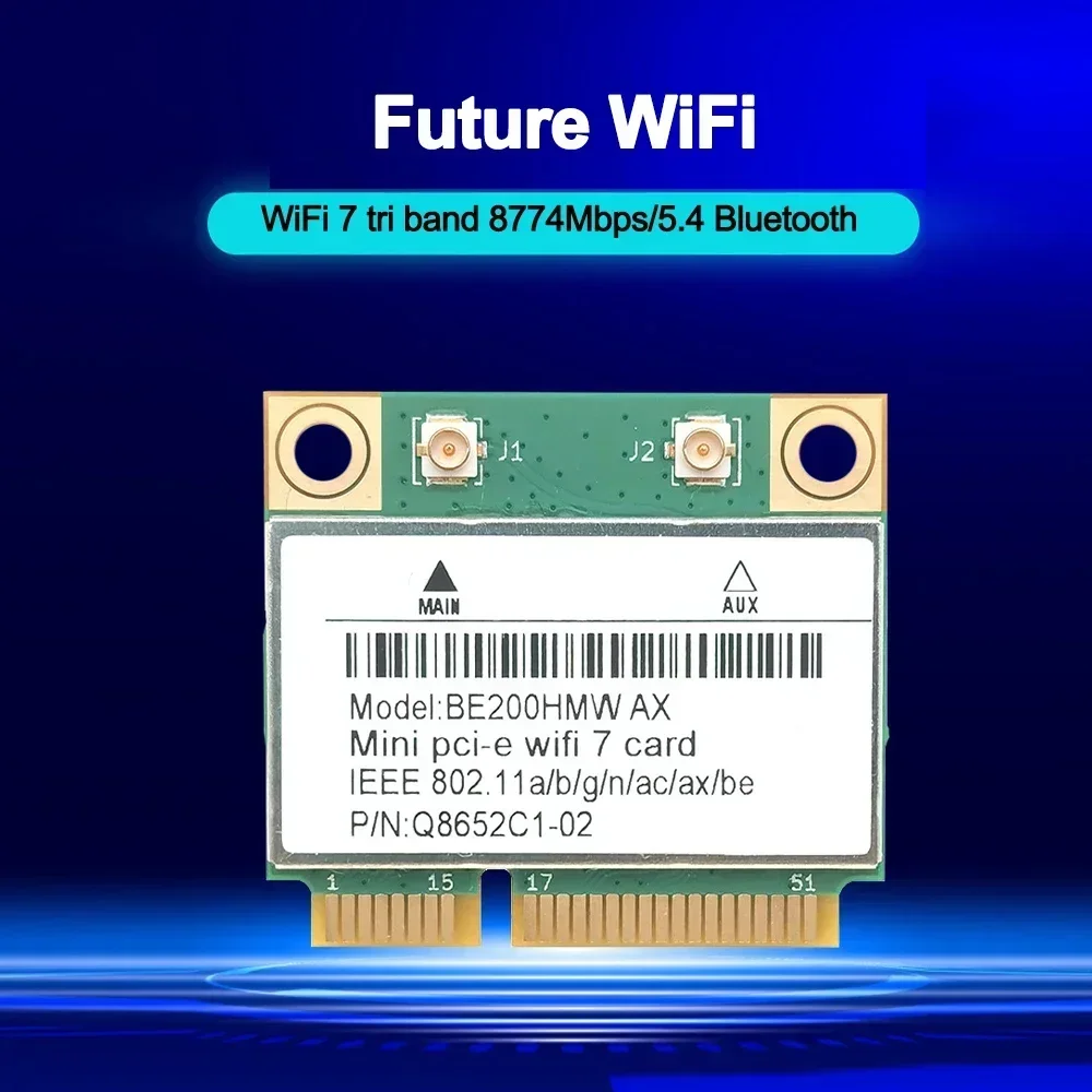 Tarjeta WiFi 7 Mini PCI-E BE200 BE200HMW, adaptador de red inalámbrico para ordenador portátil, 8774Mbps, 2,4G/5G/6Ghz, Bluetooth 5,4, 802.11BE