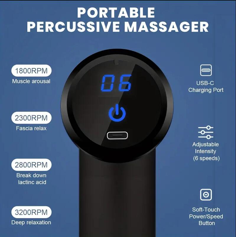 มินินวดกล้ามเนื้อปืนแบบพกพา Body Massager Deep Handheld Percussion เครื่องนวดสําหรับ Body Back และคอขา