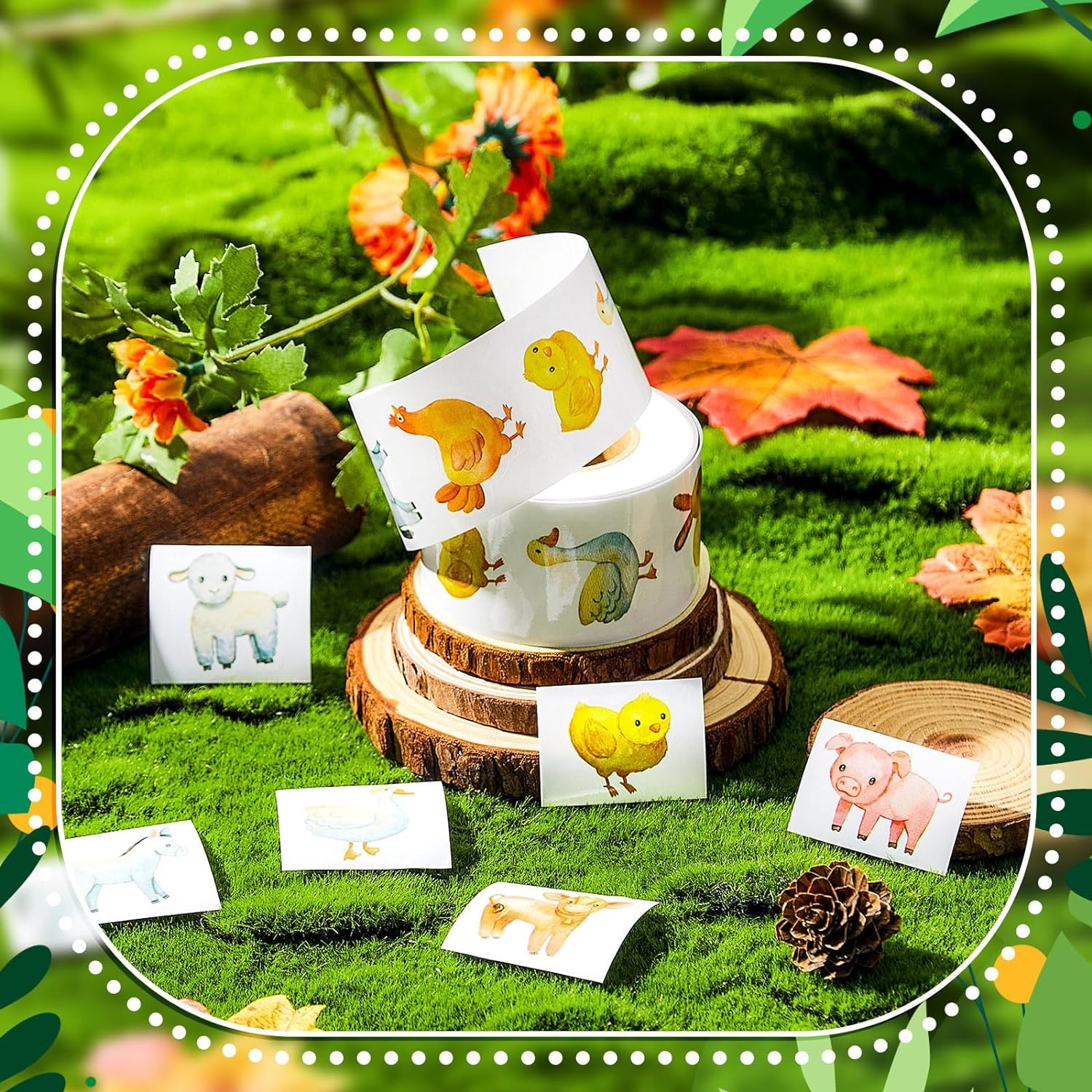 100-500pcs การ์ตูนฟาร์มสวนสัตว์สัตว์สติกเกอร์ตกแต่งรางวัล DIY สติกเกอร์สมุดภาพสเก็ตบอร์ดรอบซีลป้ายเครื่องเขียน