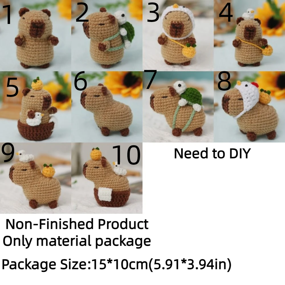 New Beginner Crochet Stuffed Animal Kit Handmade DIY Set Capybara DIY Crochet Kit with Crochet Hooks Guinea Pig Yarn Set Kit
