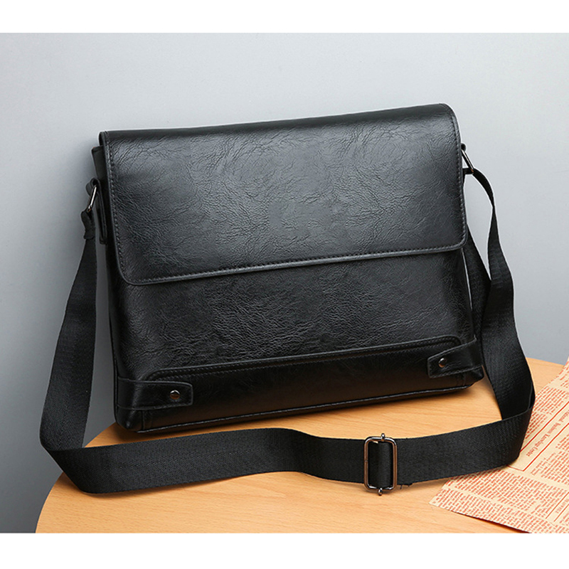 Bolso bandolera de cuero PU para hombre, maletín para ir al trabajo, portátil, hombro dividido, ejecutivo, trabajo de negocios, bandolera, bolso lateral para marido