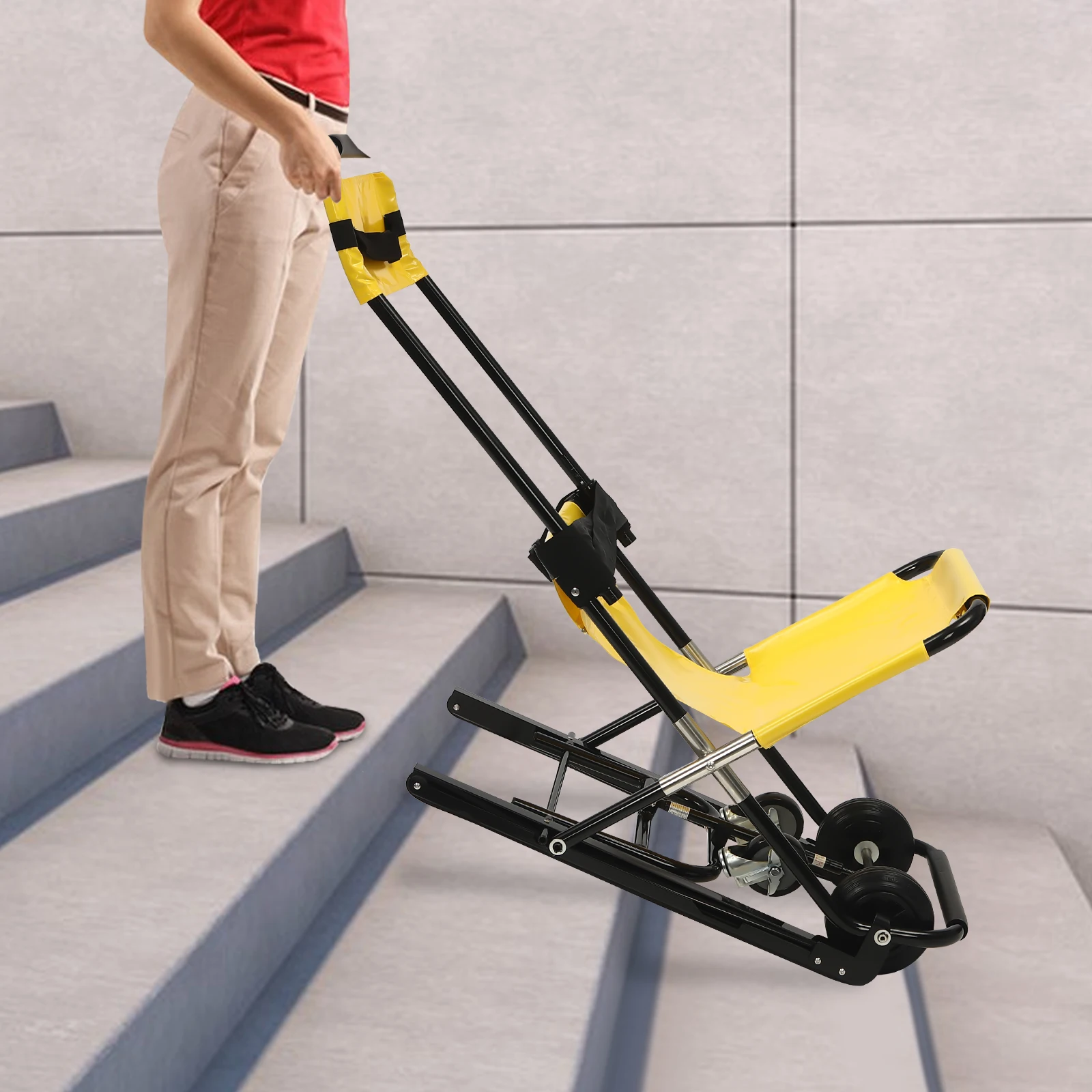 Sedia per scale con ascensore manuale con supporti 350,53 libbre, sedia per scale pieghevole portatile con ascensore per trasferimento quotidiano, evacuazione pieghevole