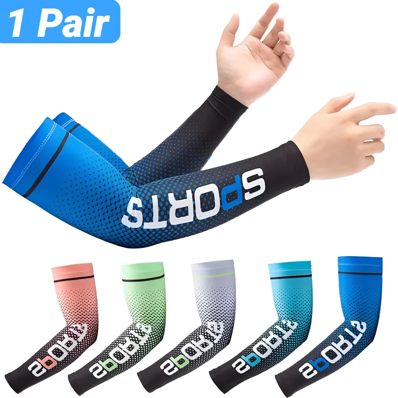 2PCS Summer Fashio Protezione solare Manica in seta di ghiaccio Protezione solare UV Raffreddamento Manicotti antiscivolo Uomo Donna Sport all'aria aperta Ciclismo