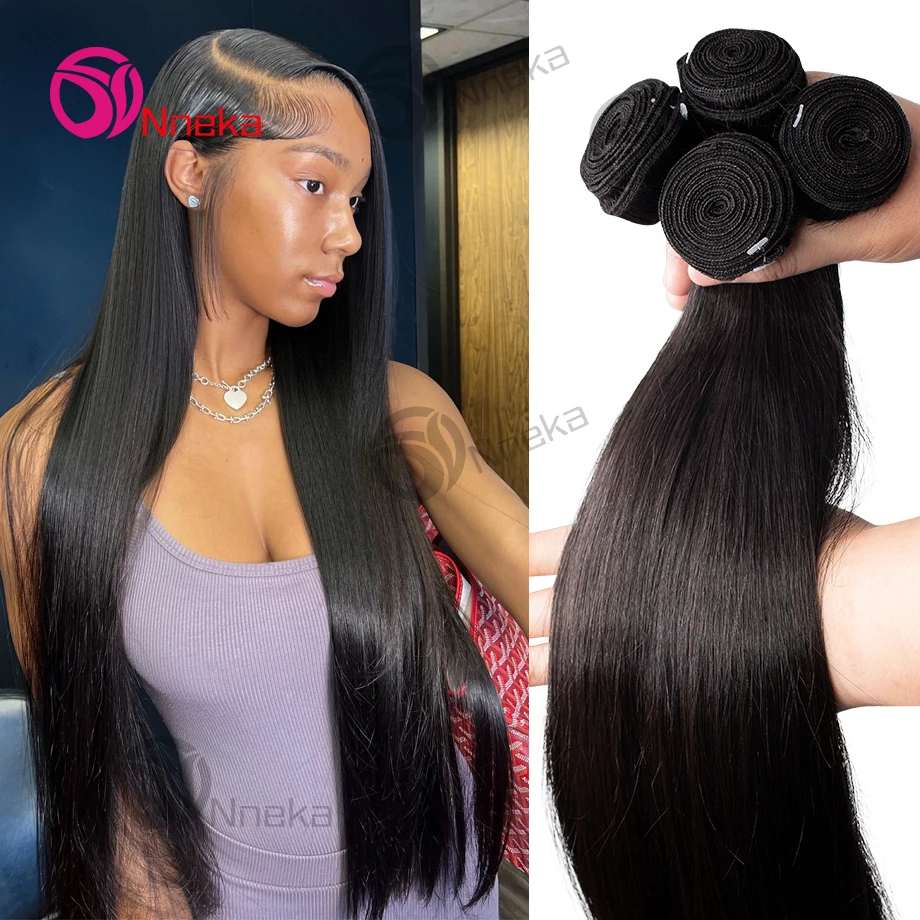 Pacotes de cabelo humano reto feixes de cabelo cru 100% cabelo humano natural extensões de cabelo humano brasileiro para preto feminino 1/3/4 pçs