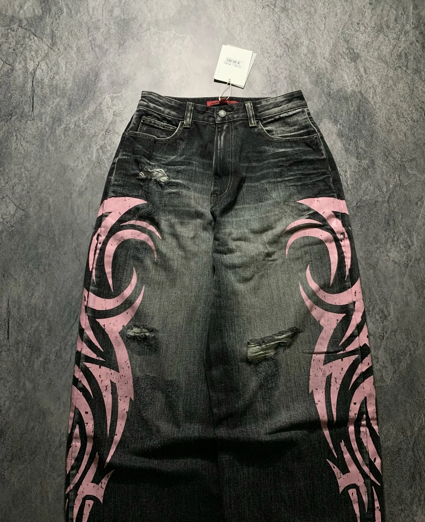 Y2K Graffiti Gothic Jeans Lose Punk Print Jeans Retro Straße Straße Hip Hop Gerade Hosen High Street Harajuku Paar Hosen