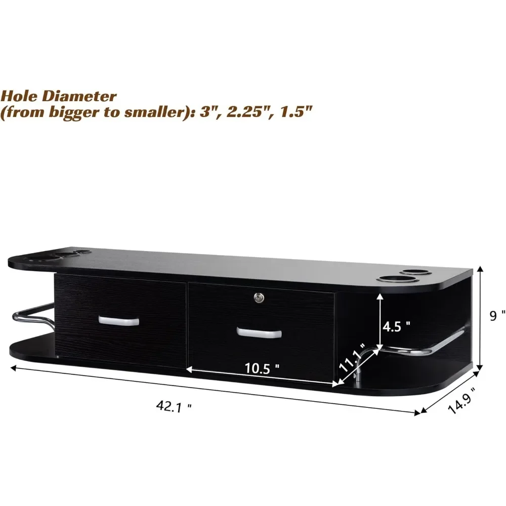 Modern Styling Station with 2 Drawers and 5 Tool Holders, Beauty Spa Barber Salon Equipment Set