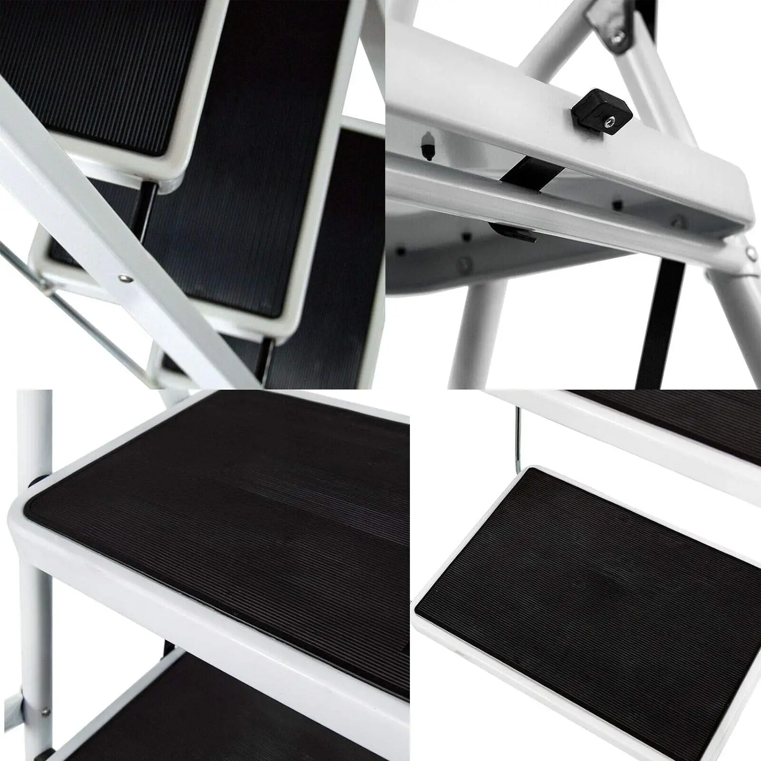 Tritthocker, 1-2-3-4 Stufen, leichte Trittleiter mit Handlauf, Klappleiter mit rutschfester Plattform, maximale Belastung 150 kg