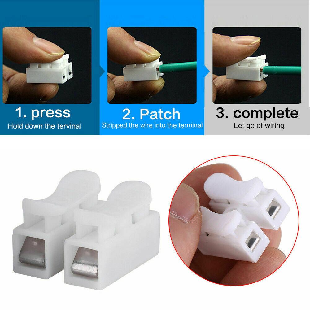 20pcs CH2 ฤดูใบไม้ผลิ Quick ตัวเชื่อมต่อสายไฟสาย Clamps Terminal BLOCK LED Strip Light เปลี่ยนเทปไฟฟ้าสาย CLAMP เครื่องมือ