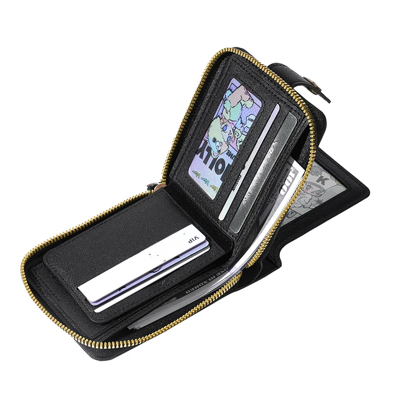Cross-border new 2025 retro men's short wallet horizontal zipper multifunctional card buckle coin purse