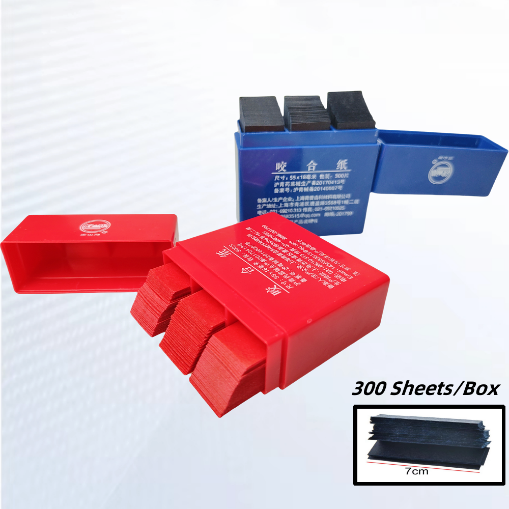 Tiras de papel articulado para blanqueamiento Dental, instrumento de laboratorio Dental rojo o azul, 55x18m, 300 hojas por caja