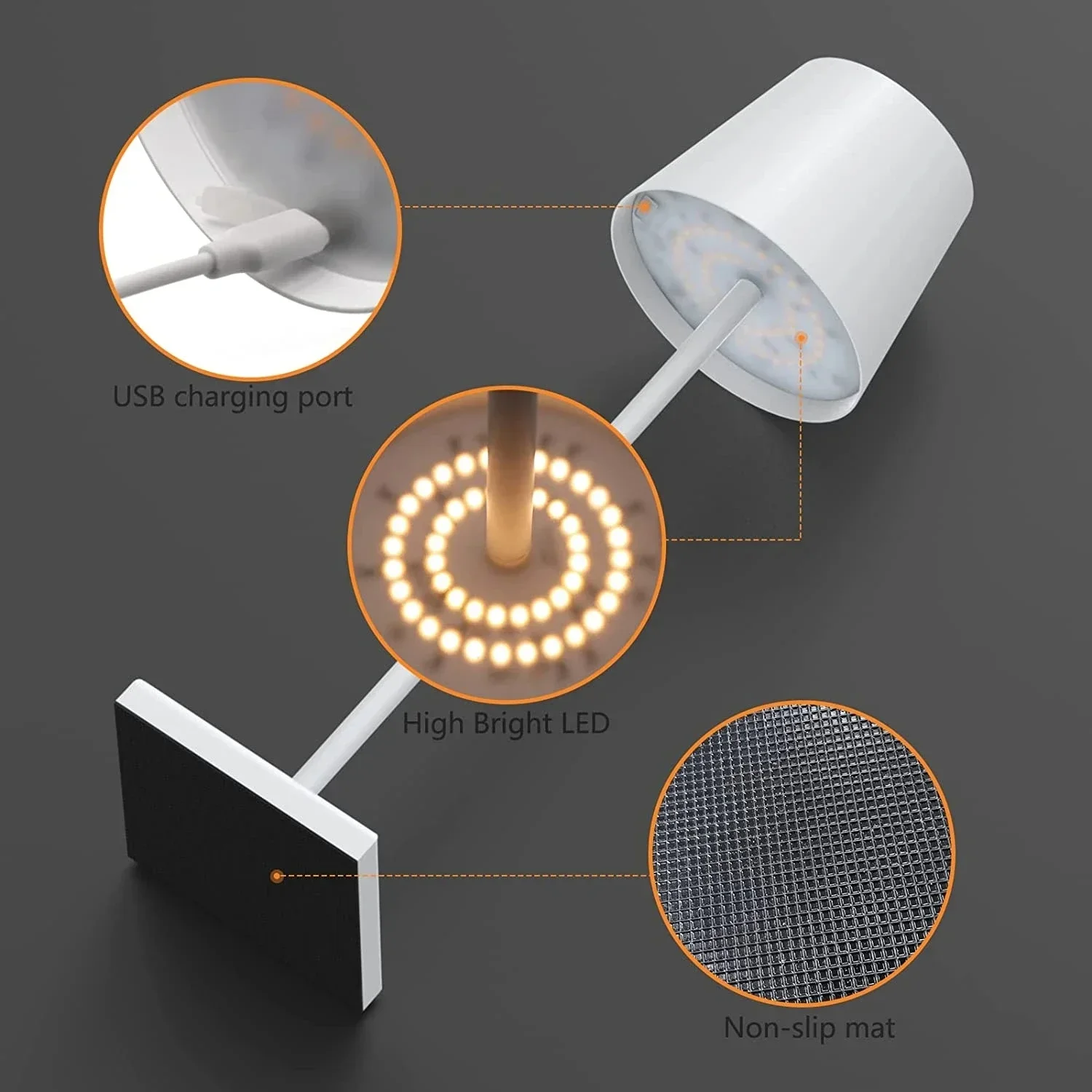 Lámpara de mesa inalámbrica recargable por Usb para Hotel, Interruptor táctil para dormitorio impermeable con lámpara de mesa, Hotel, sala de estar y restaurante