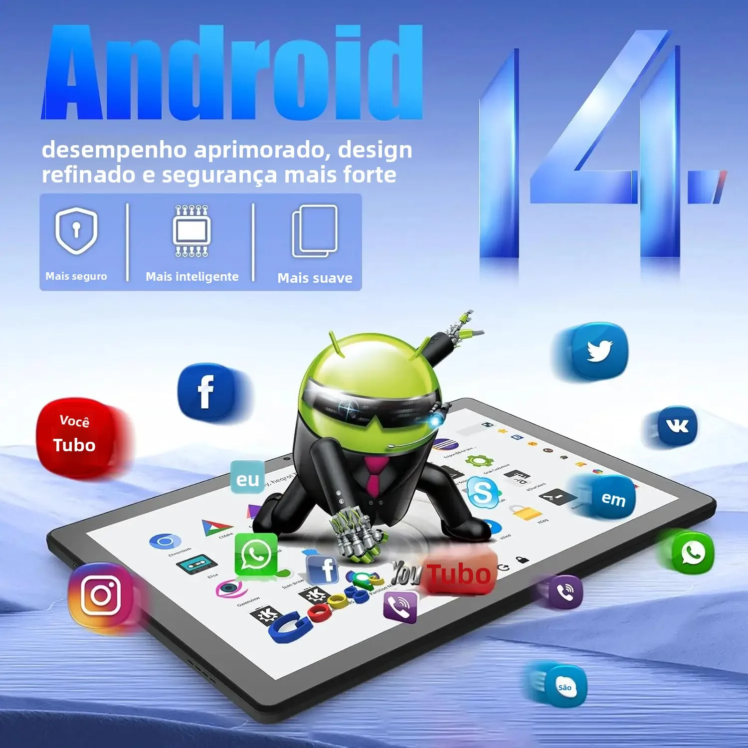 Urao 11 Polegada tablet android 14gb ram 64gb rom 6800mah ips hd tela de toque com teclado capa protetora mouse stylus 8 em 1 kit