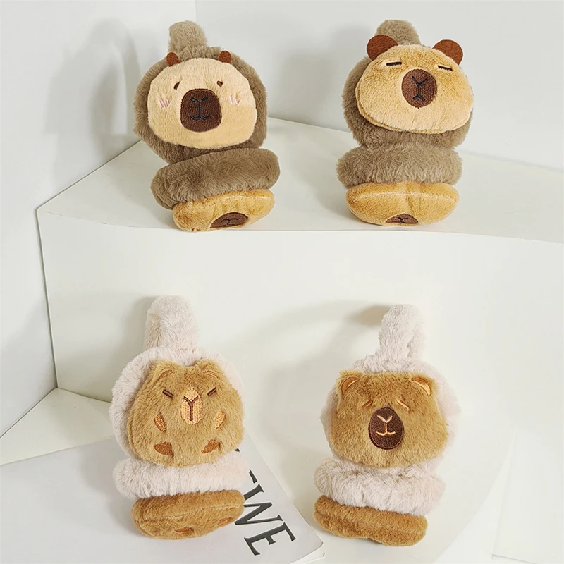 ฤดูหนาวหนา Capybara Guinea Pig Plush Ear Muffs นักเรียนขี่จักรยานกลางแจ้ง Warm Windproof เย็นหูอุ่น Plush Earmuffs
