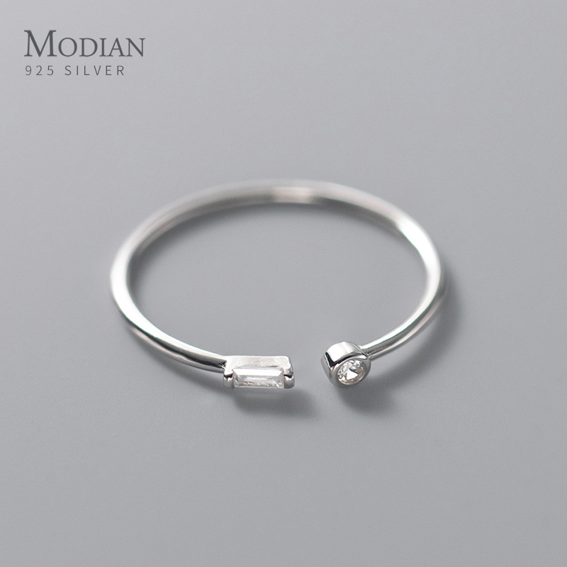 Modian Echt 925 Sterling Silber Einfache Dünne Klare CZ Finger Ringe Einstellbare 14 K Gold Ring Für Frauen Hochzeit Schmuck geschenke